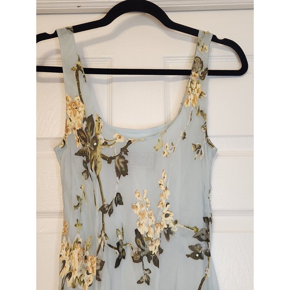 Alex Evenings Y2K Dress Fairy Floral Vintage Beaded Asymmetric Size 8 Silk Blue - Picture 7 of 16